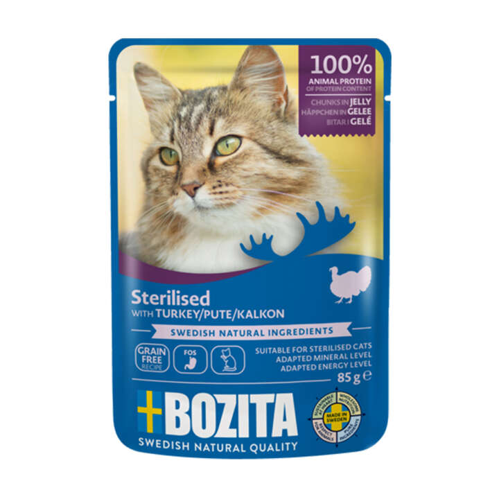 BOZITA Katzen-Nassfutter Sterilised in Gelee mit Pute